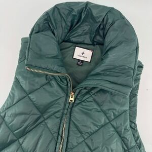 Tuckernuck Women's Small Quilted Puffer Vest Emerald Green Full Zip Collared